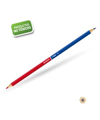 Lápiz bicolor azul/rojo largo.